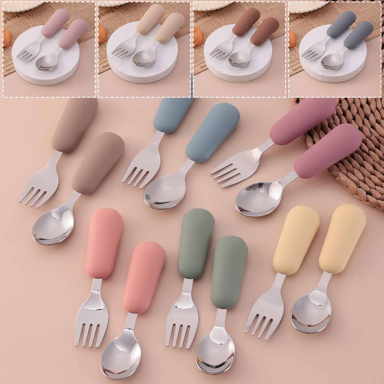 Baby Food Lunch - Color niños 2 uds tenedor cuchara