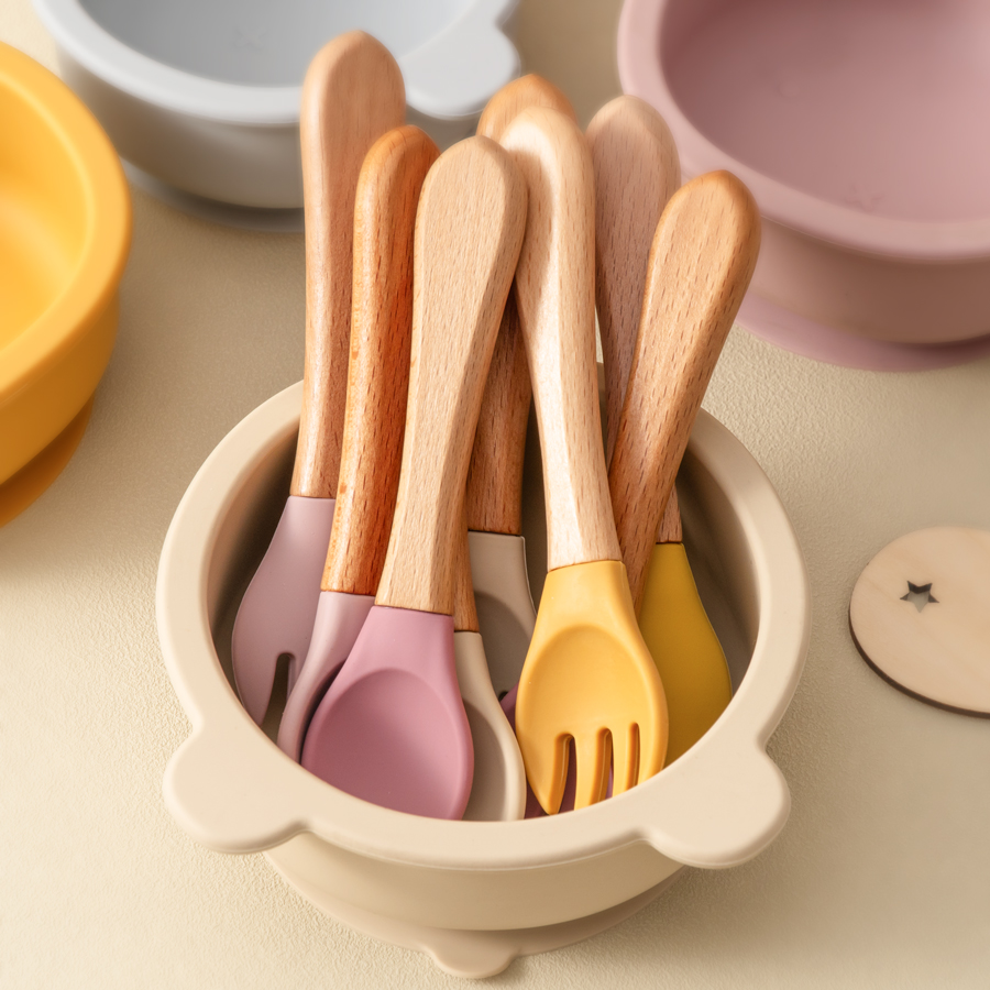 Baby Food Lunch - Mamaplan-cuchara de silicona para bebé, tenedor