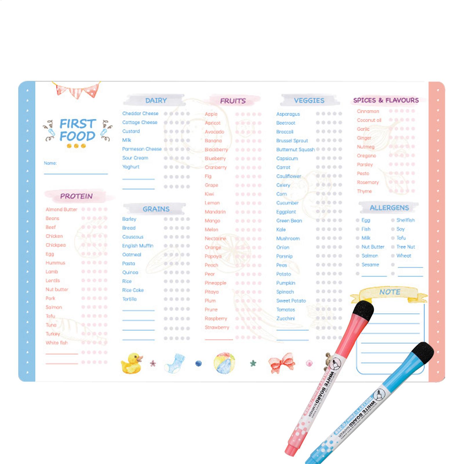 Baby Food List - Tabla de Alimentos para Bebés Magnética,