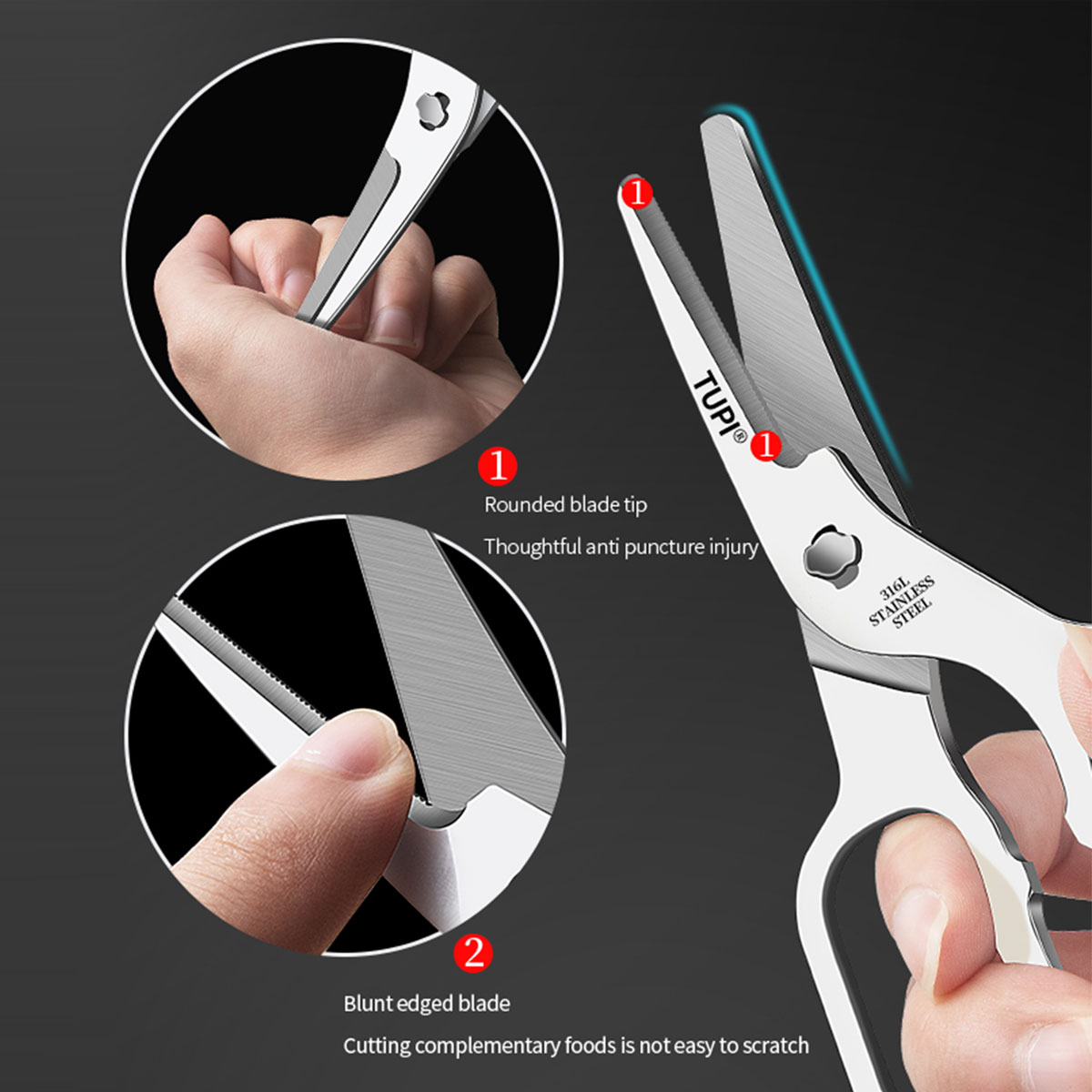 Baby Food Scissors - TUPI - Tijeras de acero inoxidable