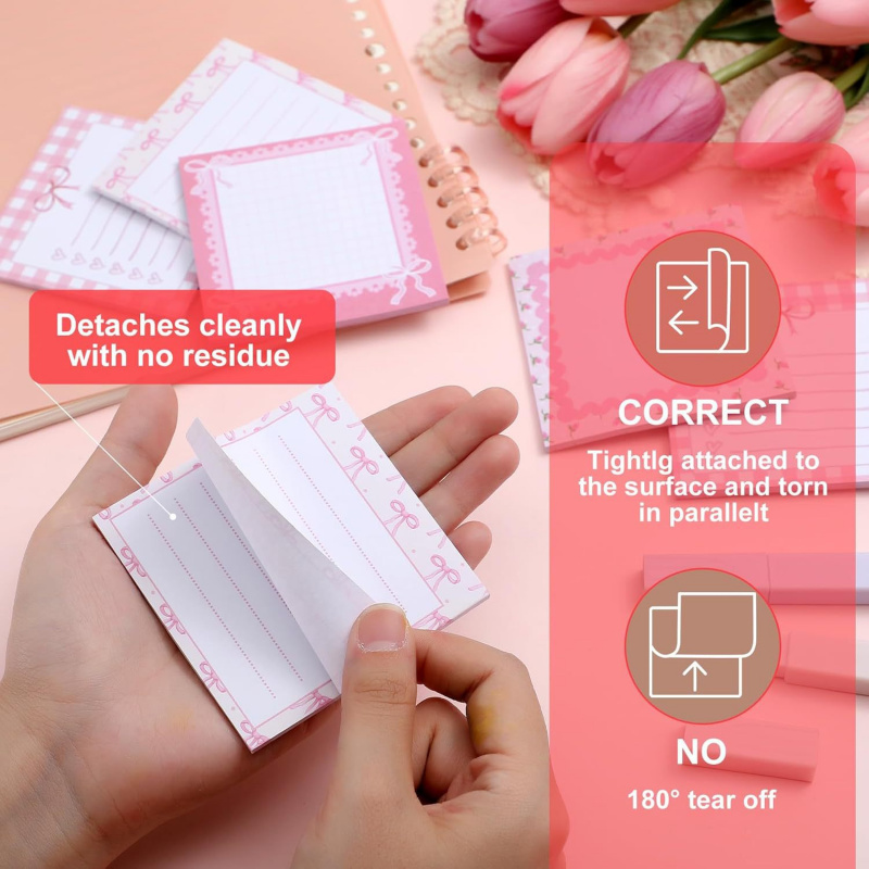Notas adhesivas con lazo rosa, - Baby Food List reseña y precio